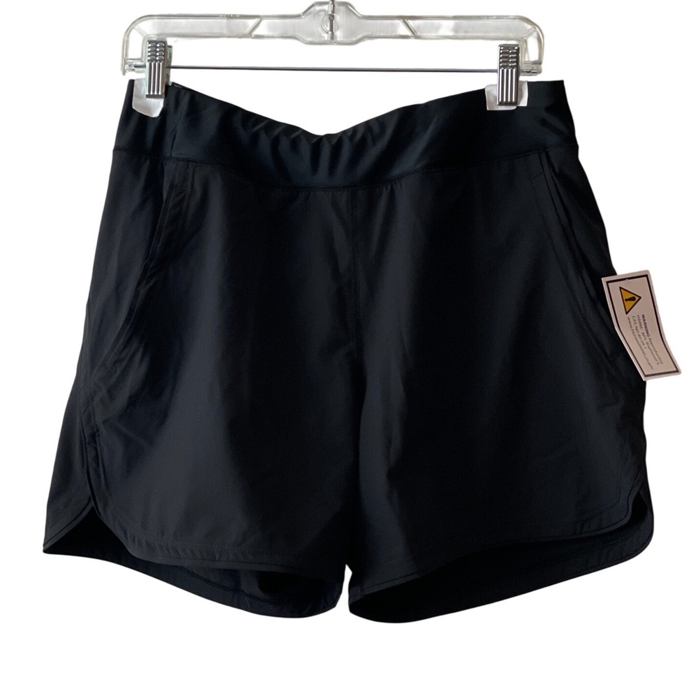 Lands' End Swim Shorts Womens S Black 5 Inch Inseam Built-in Panty UPF 50+ NEW